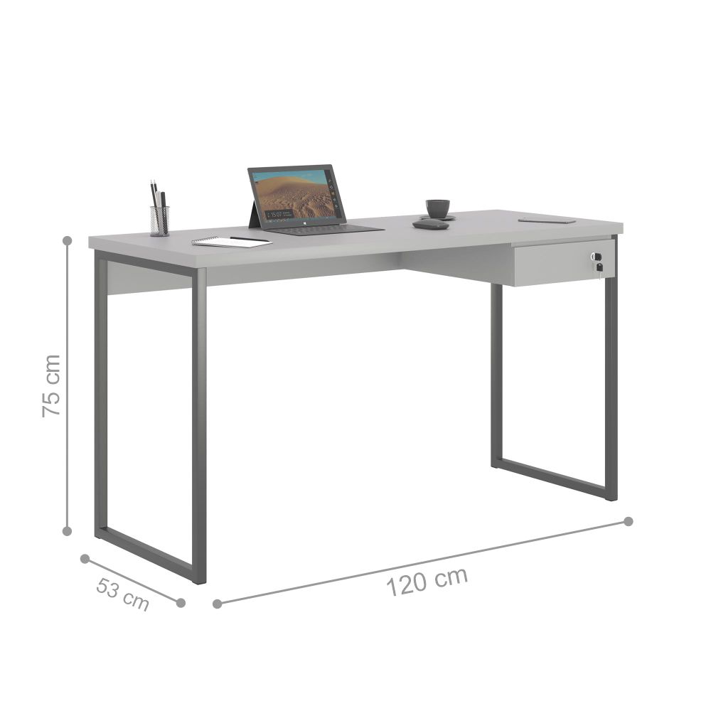 Mesa de Computador com 1 Gaveta Trix 1200 Cinza