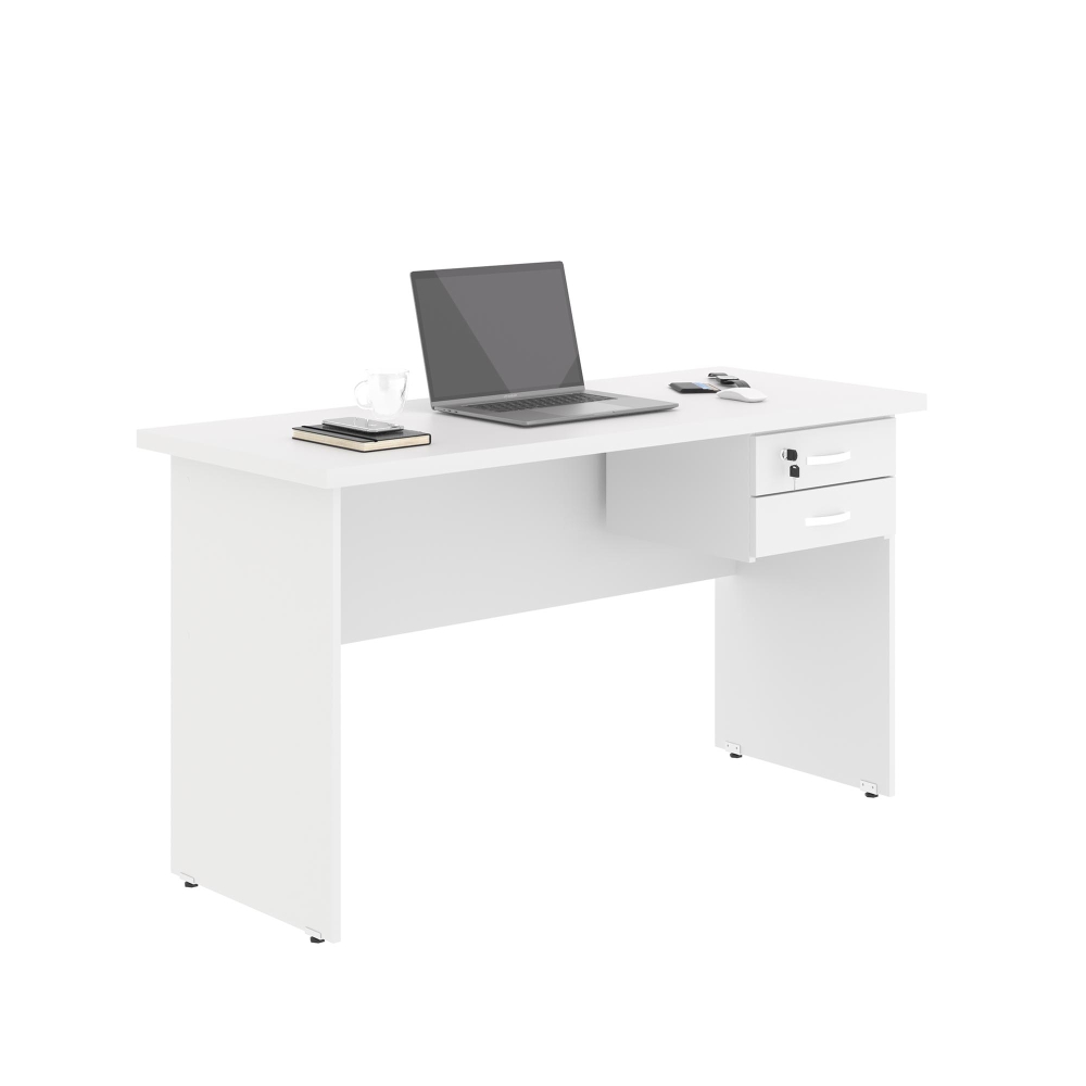 Mesa de Computador com Gaveteiro 1200 Polish Branco