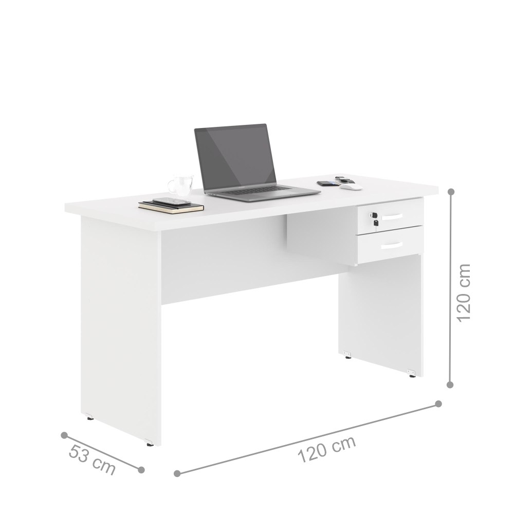Mesa de Computador com Gaveteiro 1200 Polish Branco
