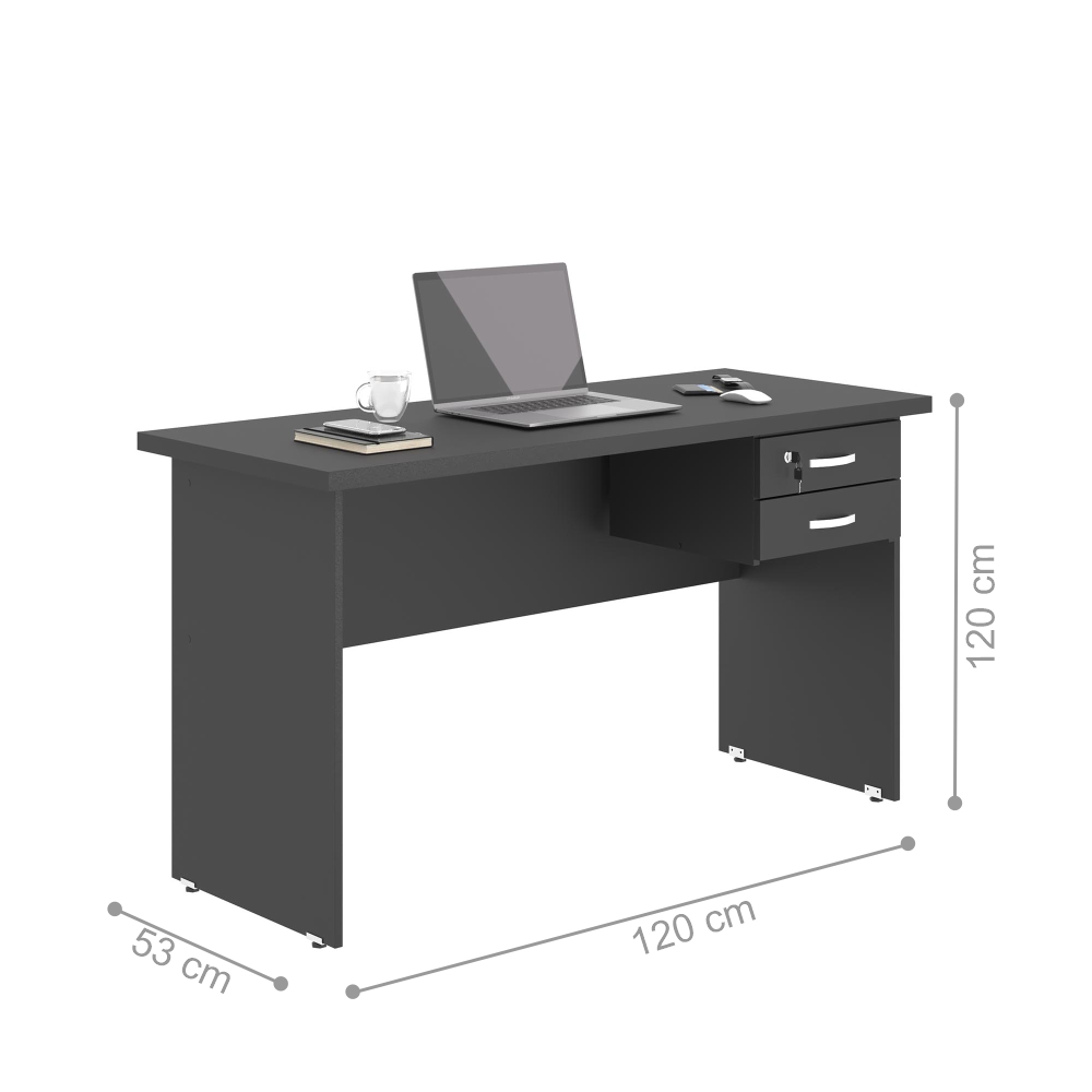 Mesa de Computador com Gaveteiro 1200 Polish Preto Onix