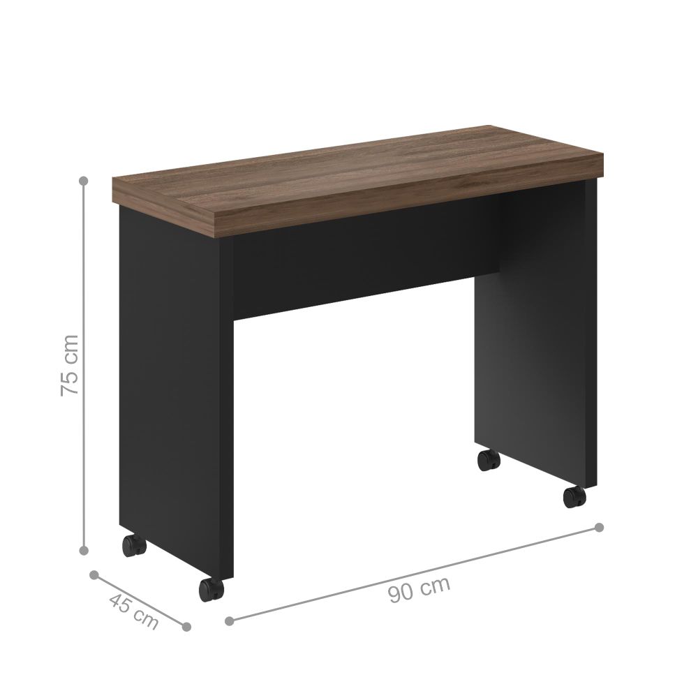 Mesa de Computador com Rodizios Towel Noce Preto