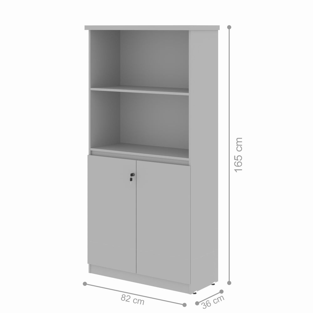 Mesa de Computador e Armario Japão Cinza