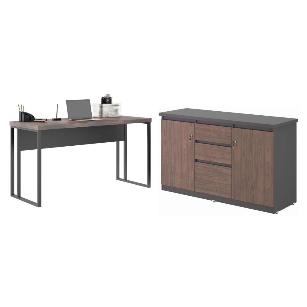 Mesa de Computador e Balcao Catar Freijo Preto