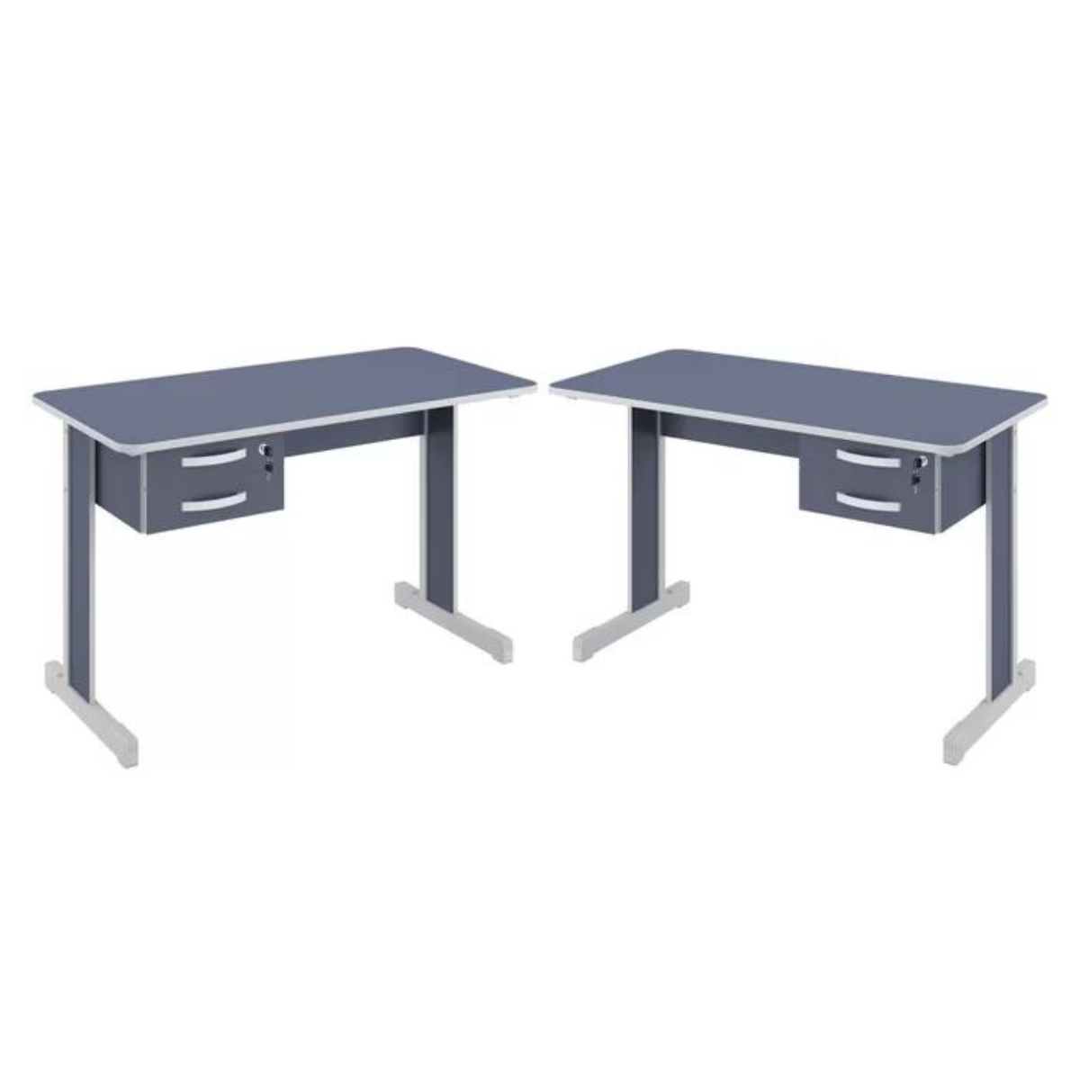Mesa de Escritório Azul Escrivaninha com 2 Gavetas Boston