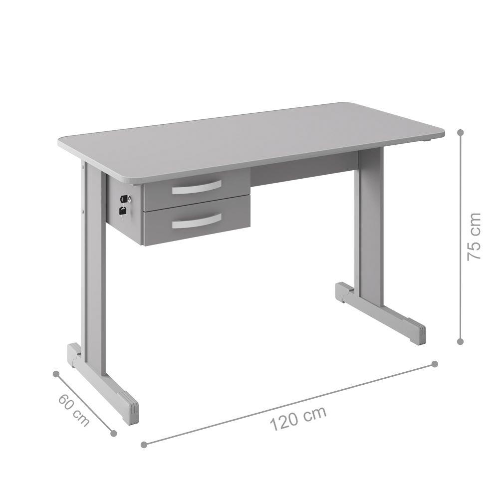 Mesa de Escritório Cinza Escrivaninha com 2 Gavetas Boston