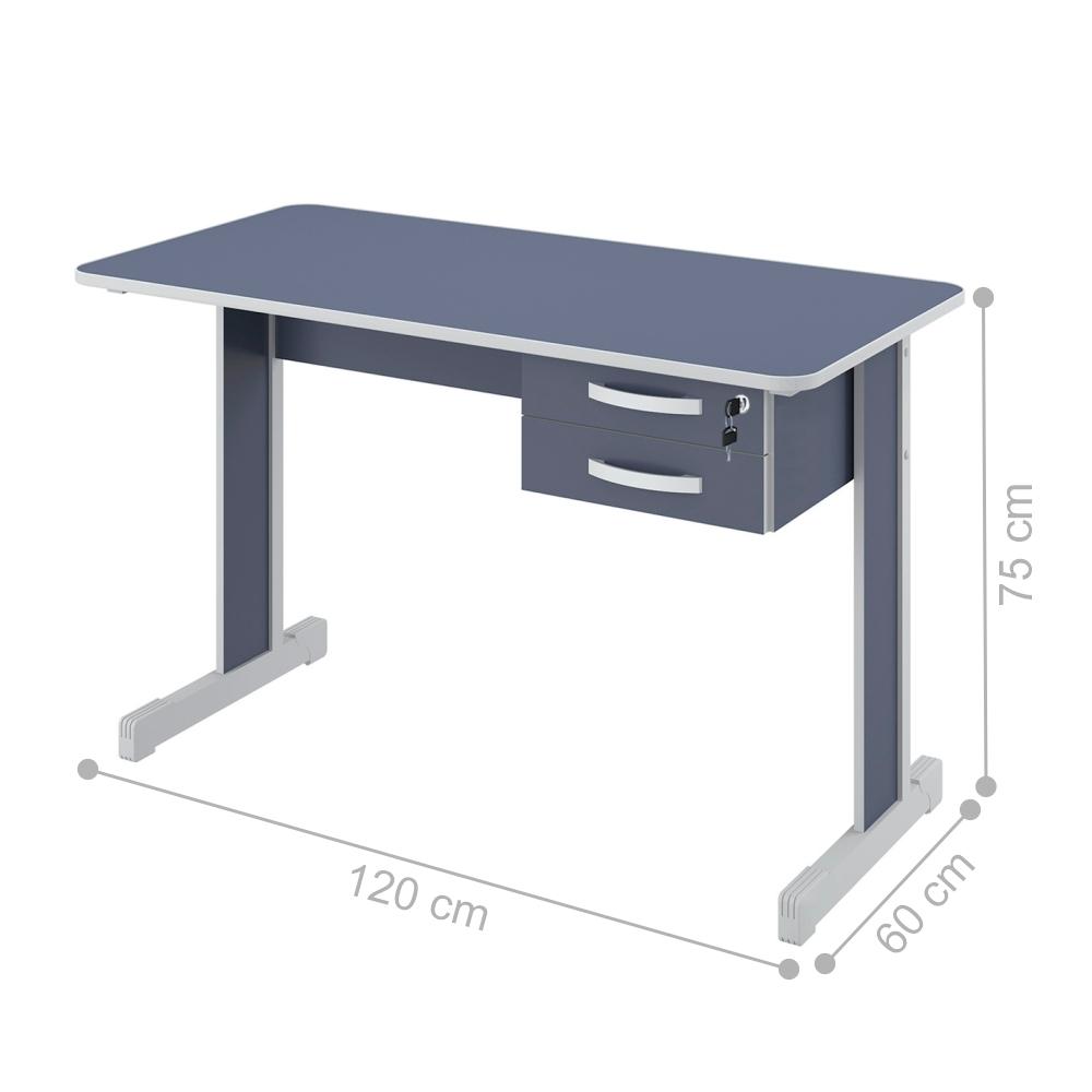 Mesa de Escritório Escrivaninha com 2 Gavetas Boston - Azul