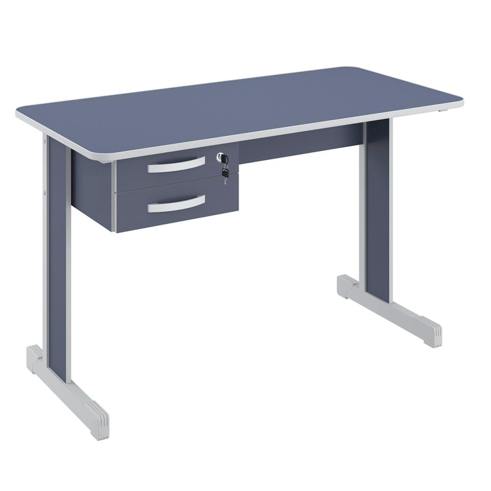 Mesa de Escritório Escrivaninha com 2 Gavetas Boston - Azul
