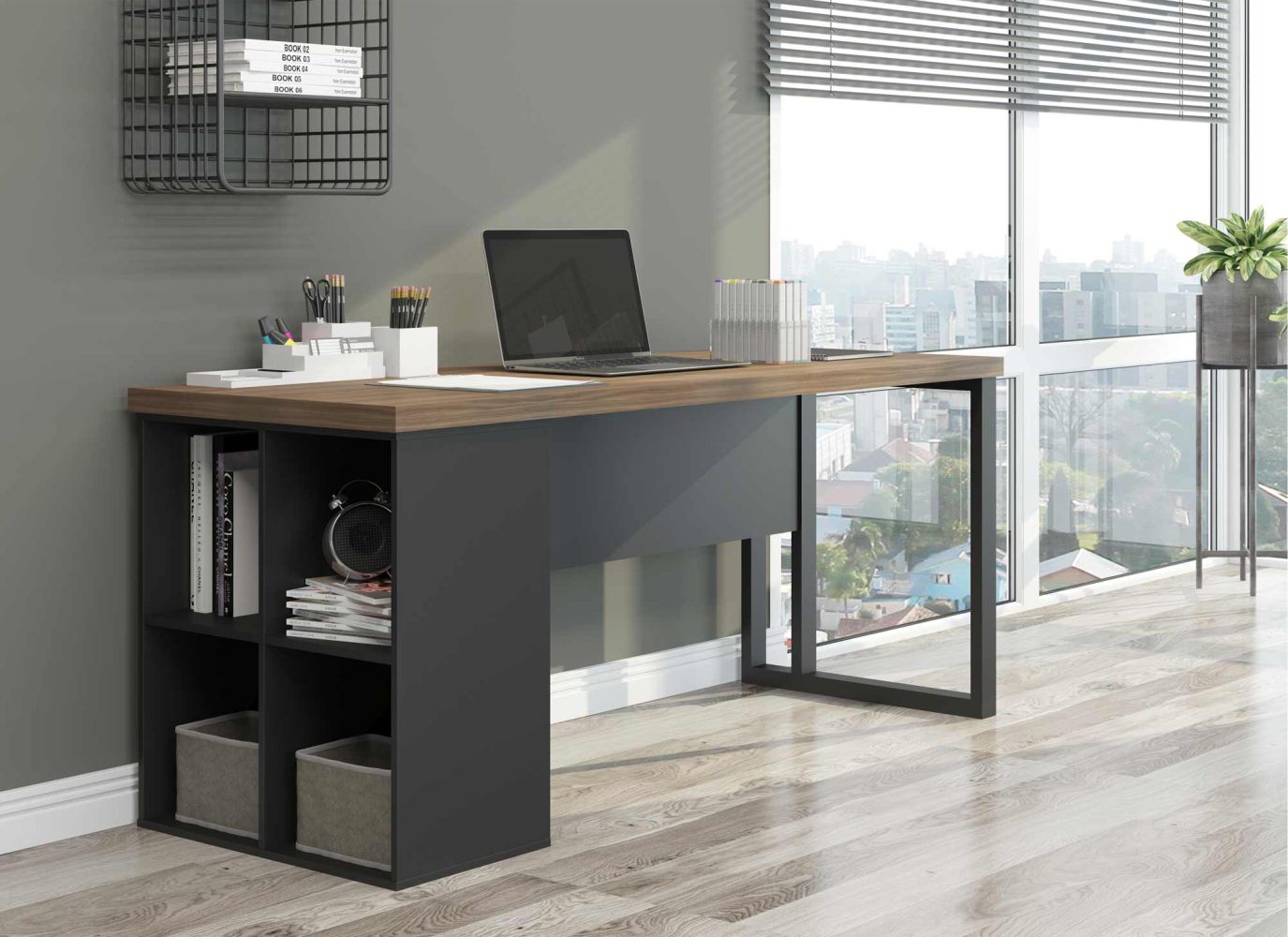 Mesa de Escritorio 1800 Berne Nogueira Preto
