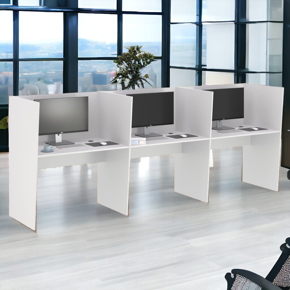 Mesa de Trabalho 3 Lugares Inglaterra Branco