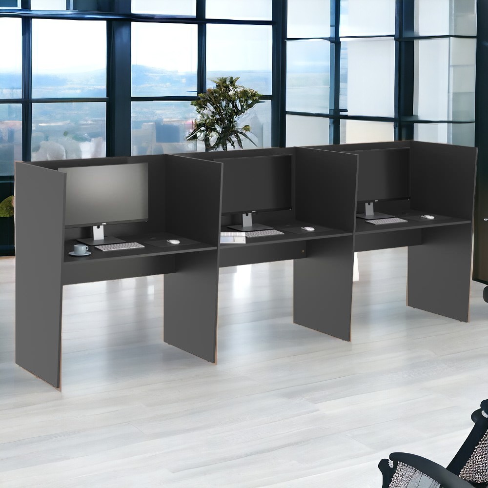 Mesa de Trabalho 3 Lugares Inglaterra Preto Onix