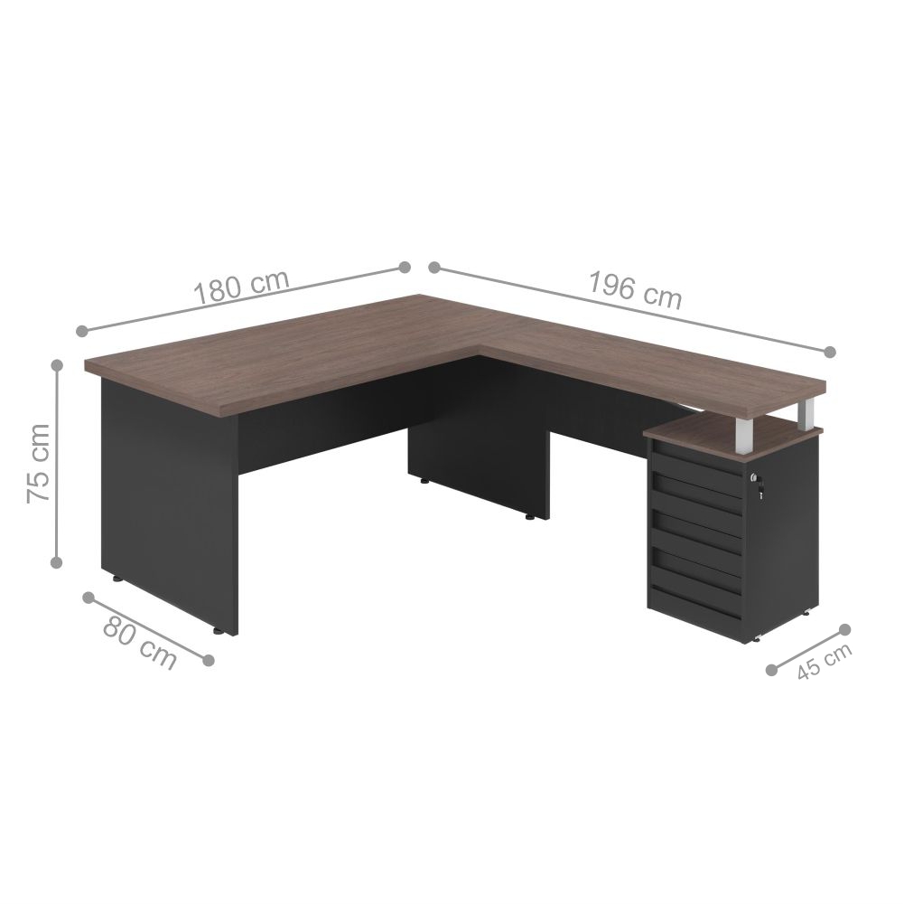 Mesa em L 1.8 Brasil  Freijo Preto