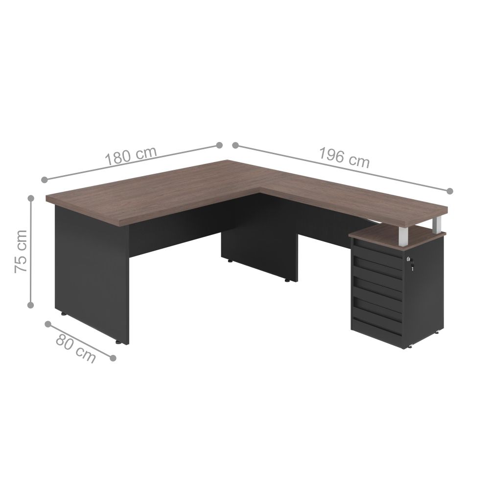 Mesa em L 1.8 Brasil  Freijo Preto