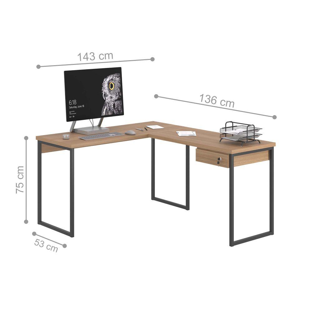 Mesa em L com 1 Gavetas Ferv Montana