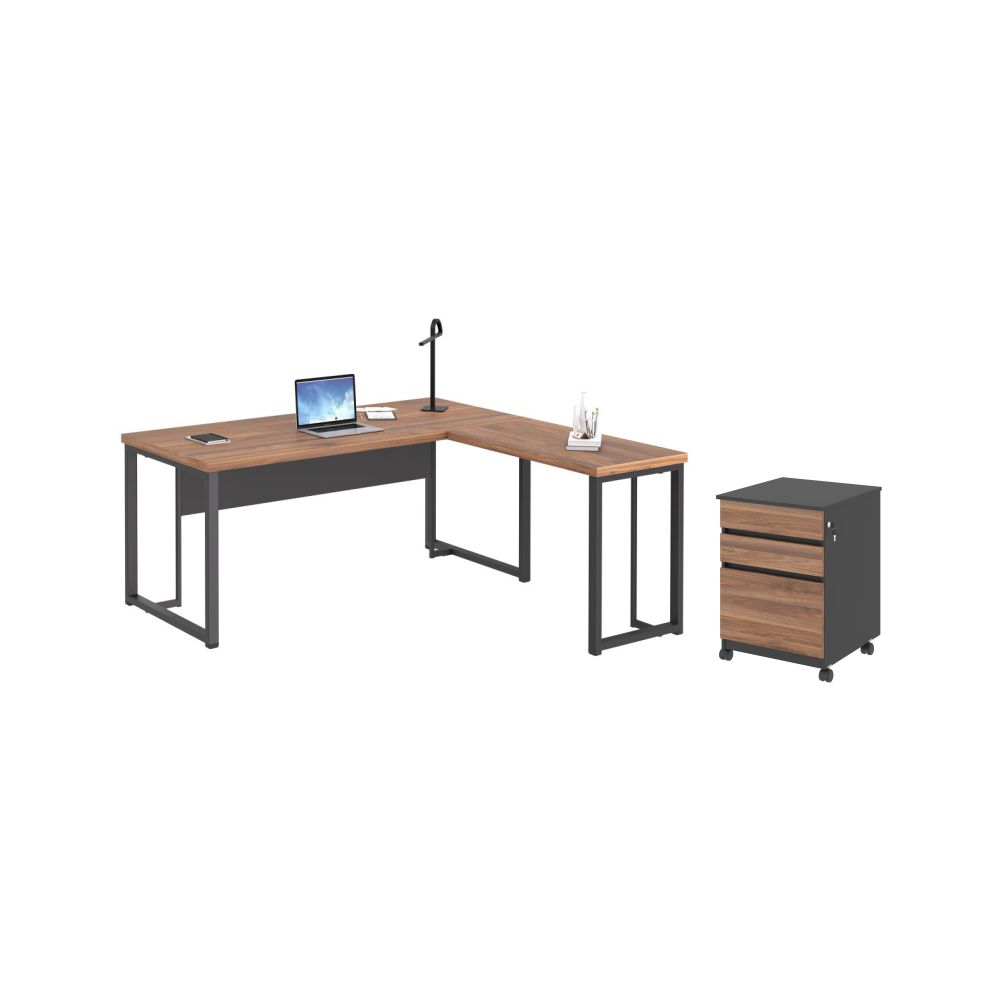 Mesa em L com Arquivo Arruda Noce Preto