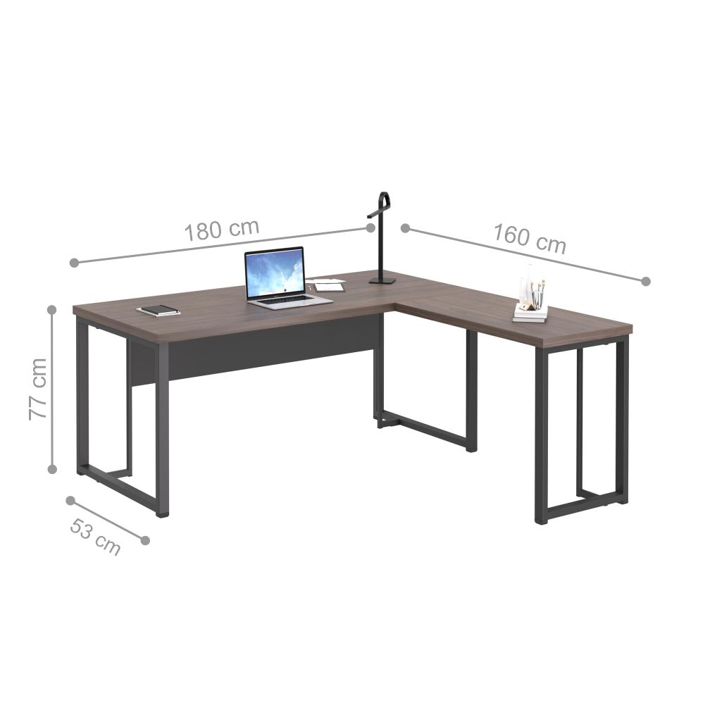 Mesa em L com Balcao Roxeon Freijó Preto