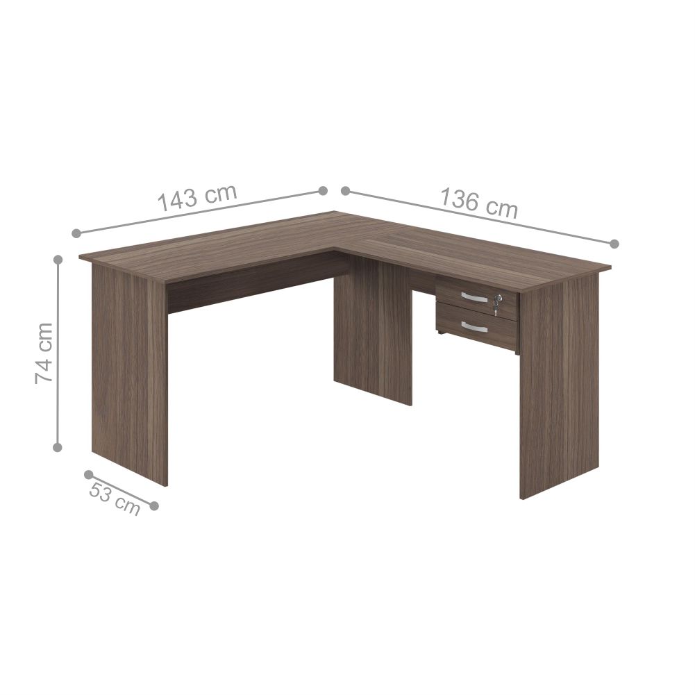 Mesa em L com Gaveta Mantel Affara