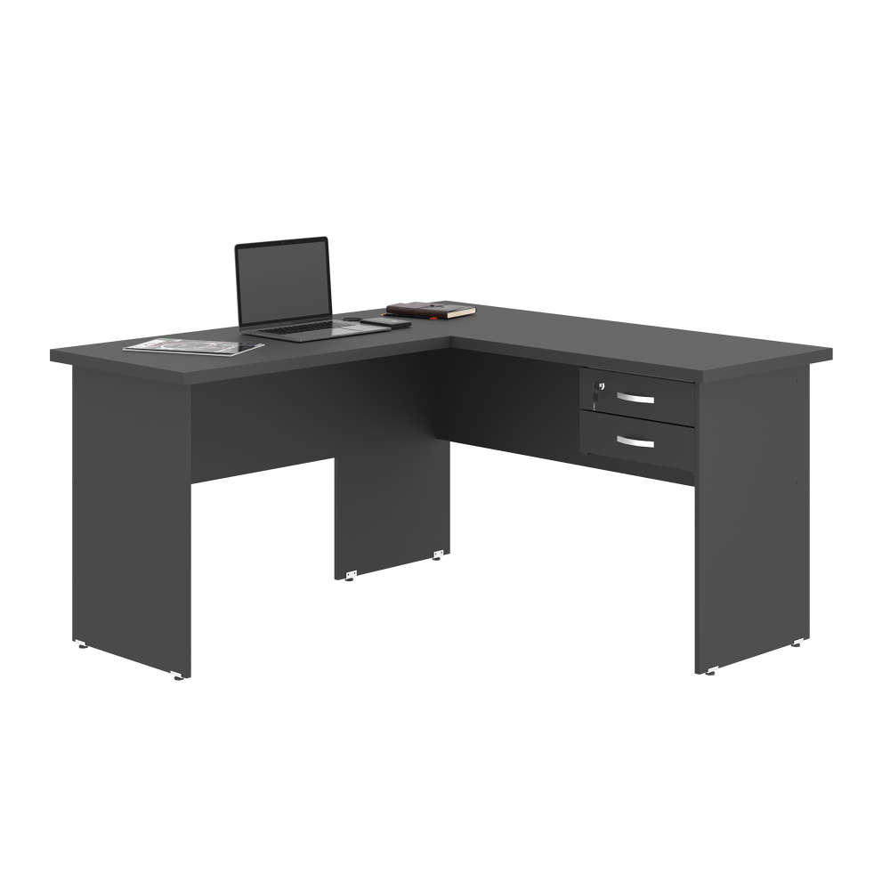 Mesa em L com Gaveteiro Carper Preto Onix