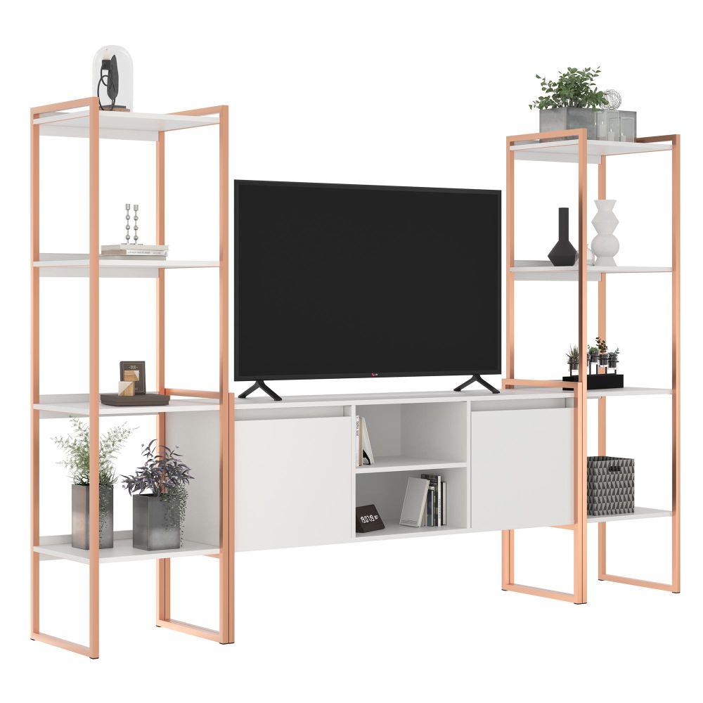 Rack 2 Portas Com Estante Clean - Branco Cobre
