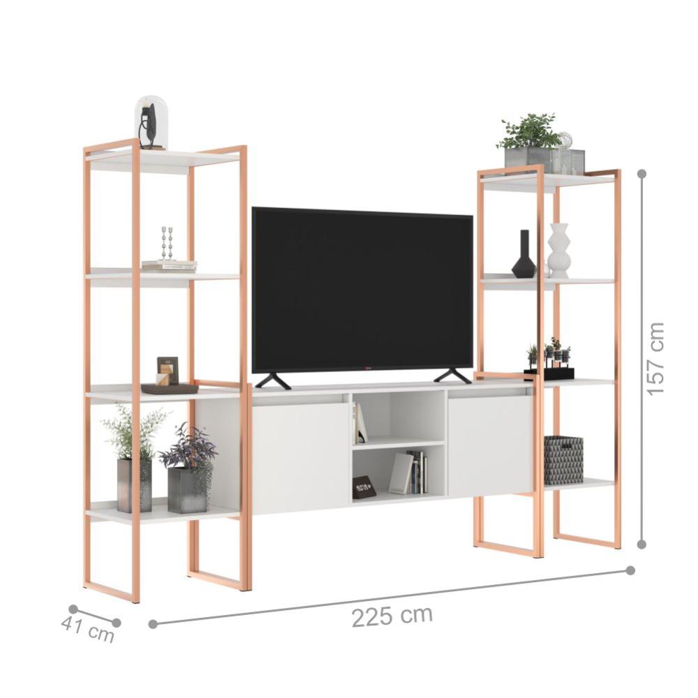 Rack 2 Portas Com Estante Clean - Branco Cobre