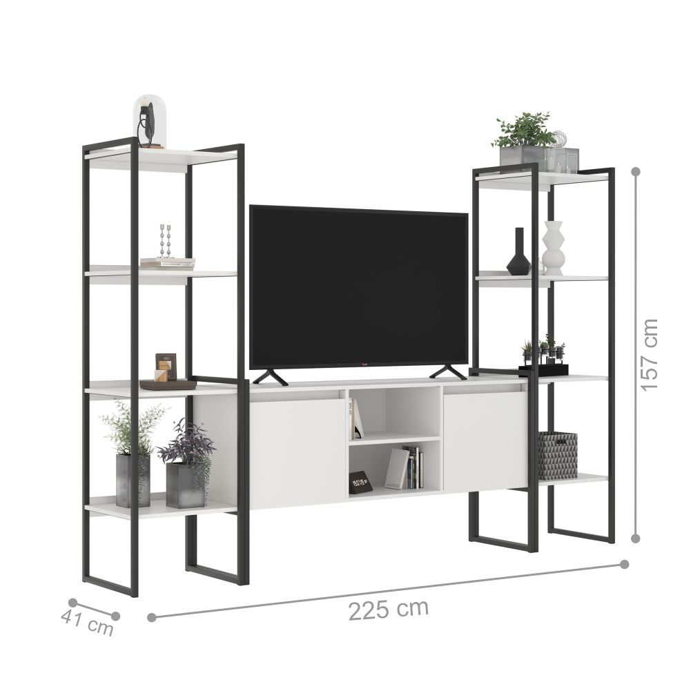 Rack 2 Portas com Estante Clean Branco
