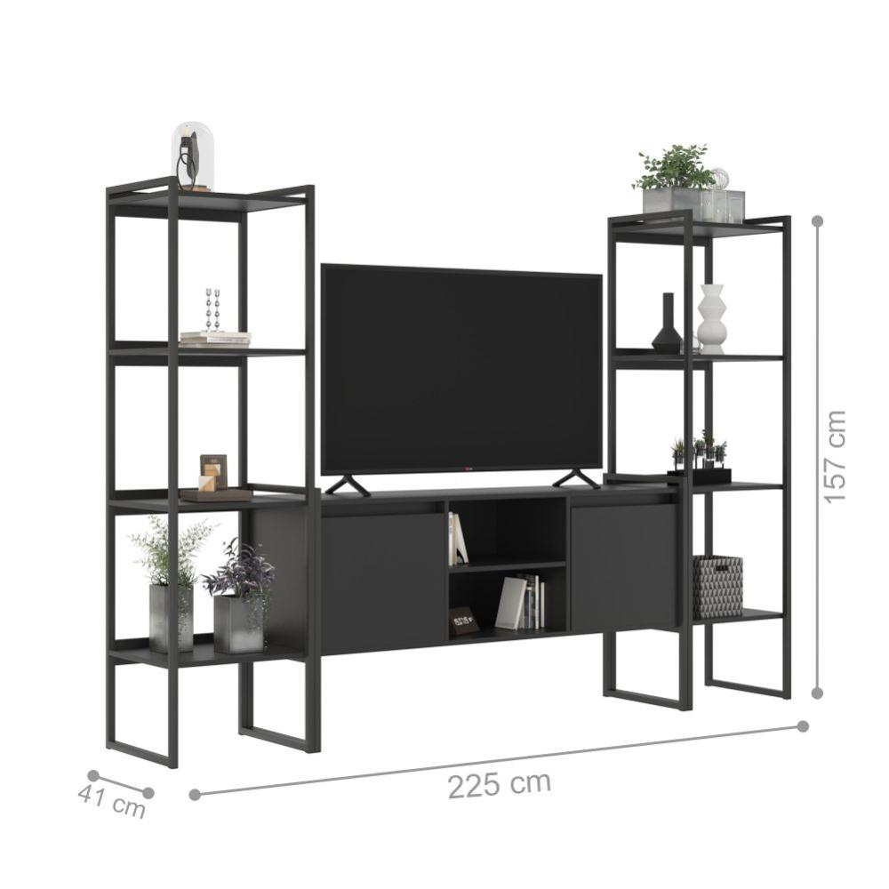Rack Com Estante Industrial Cubic - Preto