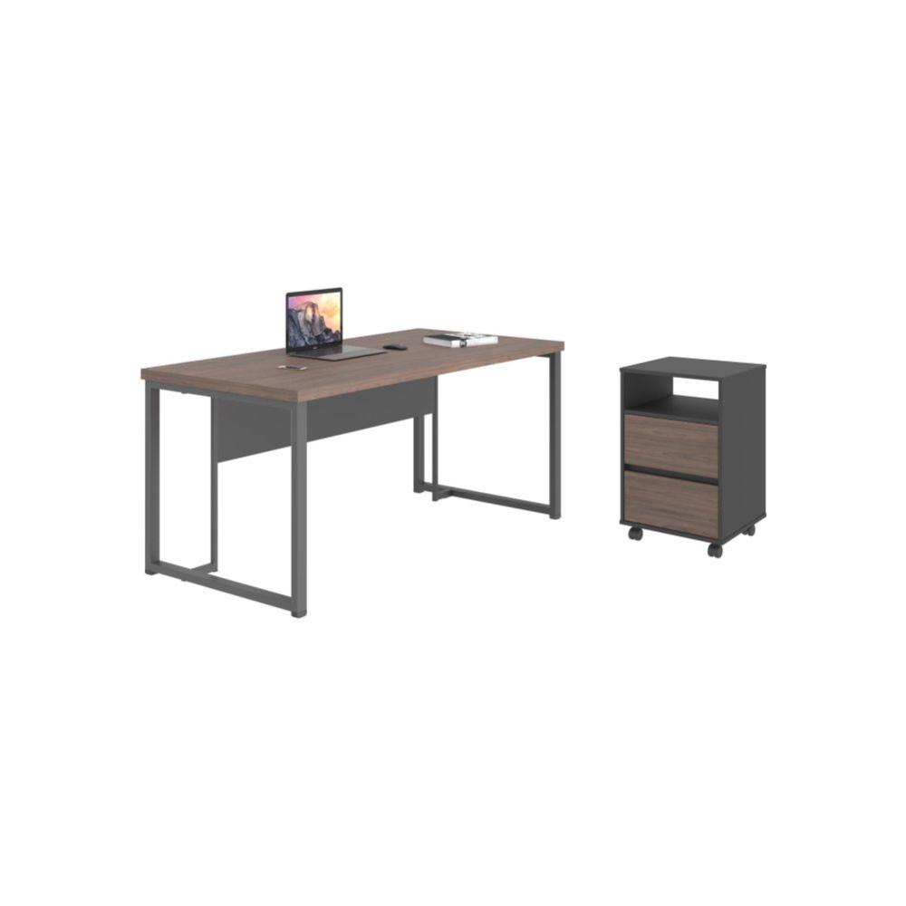 kit Office com Gaveteiro Bony Freijó Preto