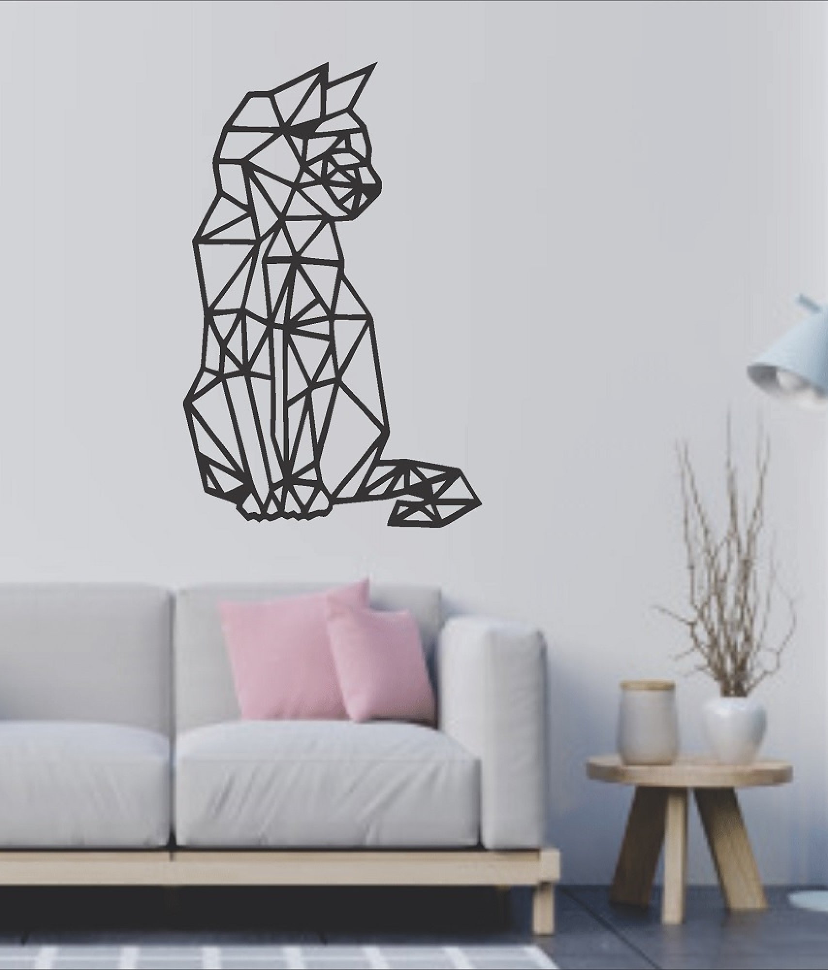 Decoração de Parede em Mdf - Gato Geométrico