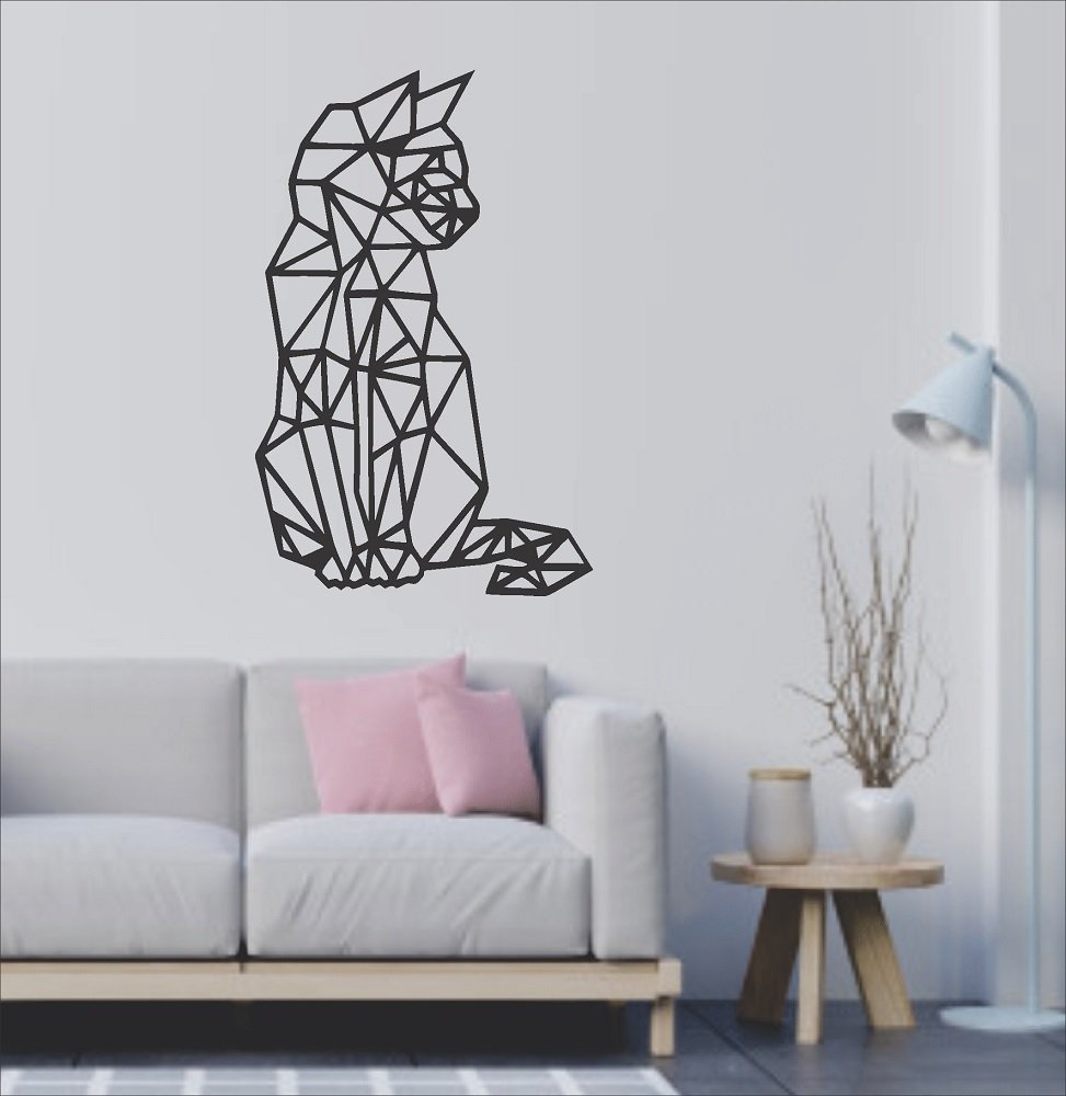 Decoração de Parede em Mdf - Gato Geométrico