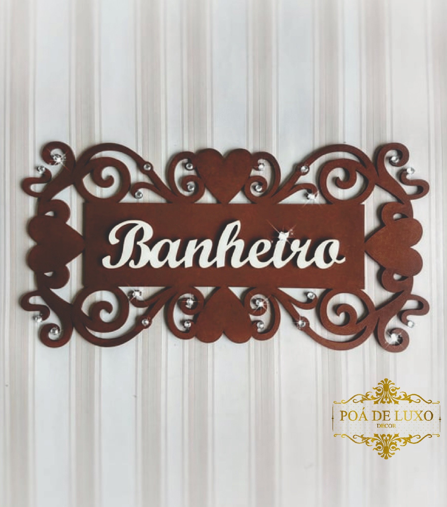 ENFEITE PLAQUINHA DE PORTA BANHEIRO Marrom