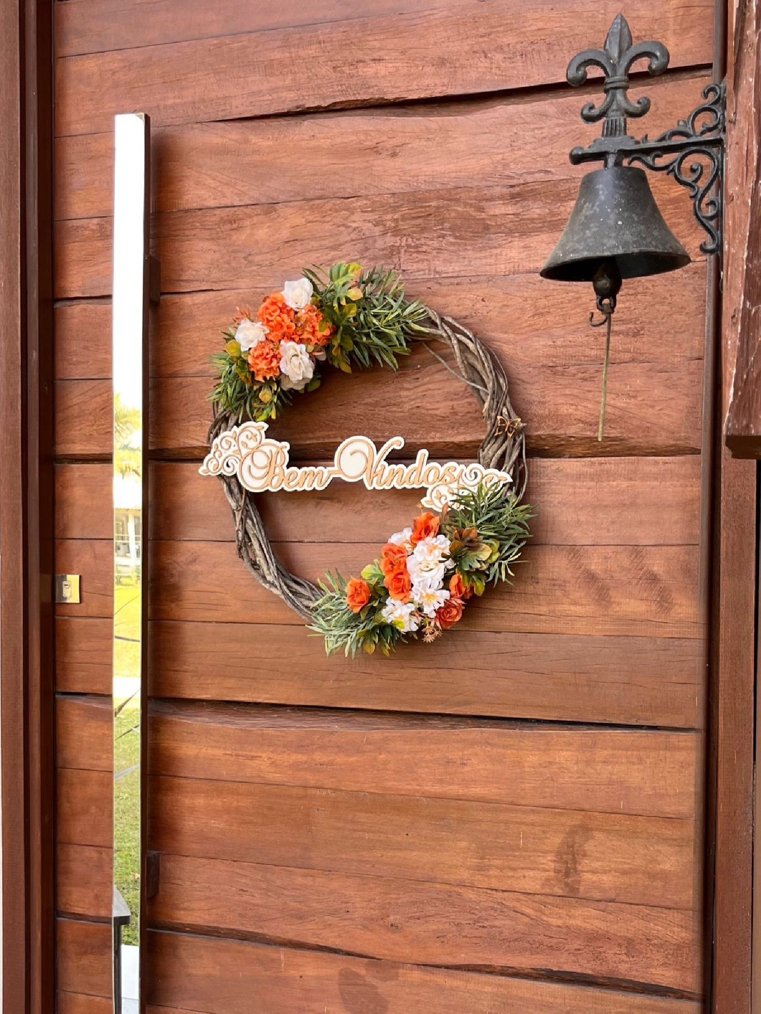Enfeite de Porta de Entrada Guirlanda de Flores - 50cm