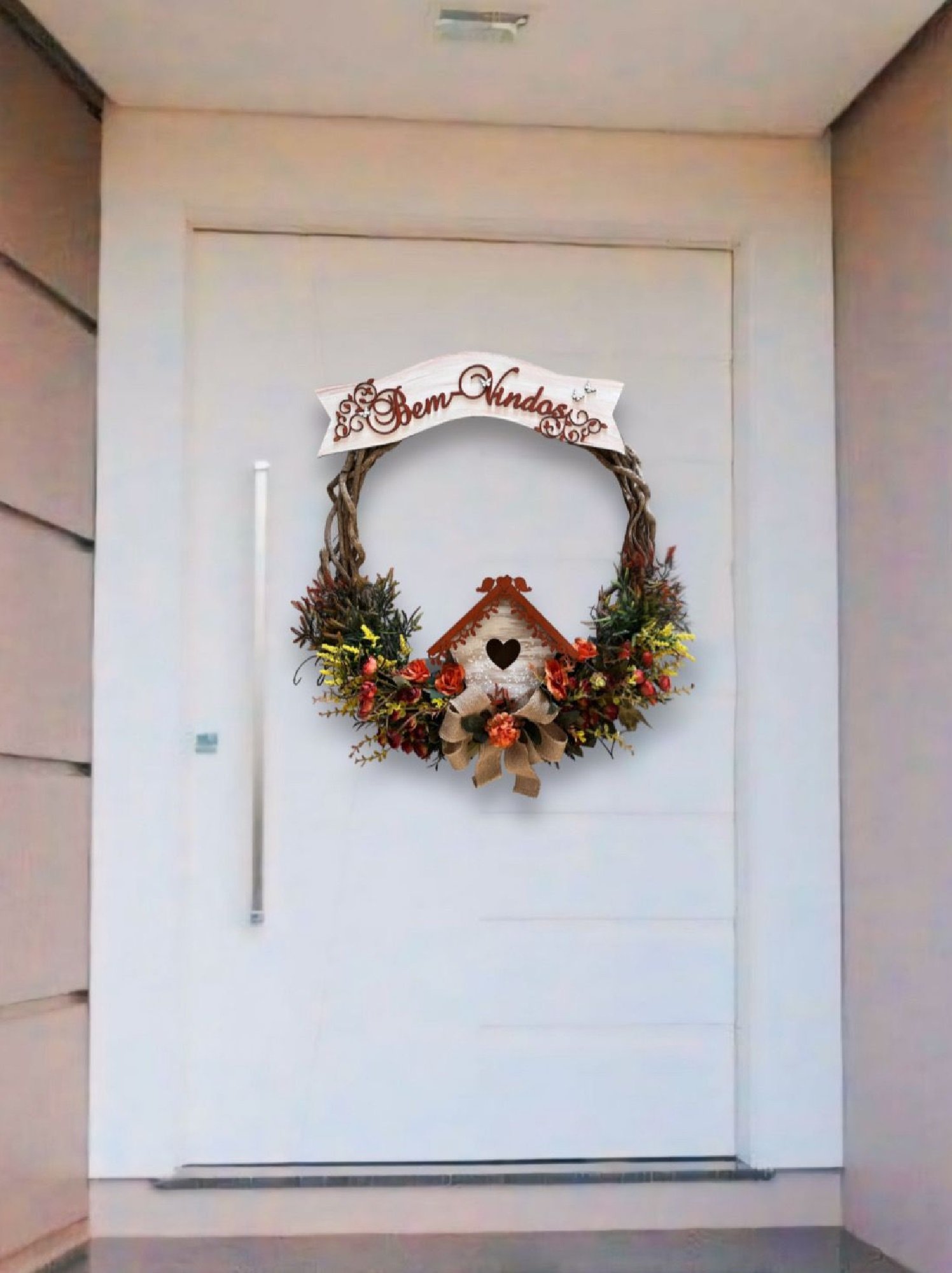 Enfeite de Porta de Entrada Guirlanda de Flores - 70cm - Grande