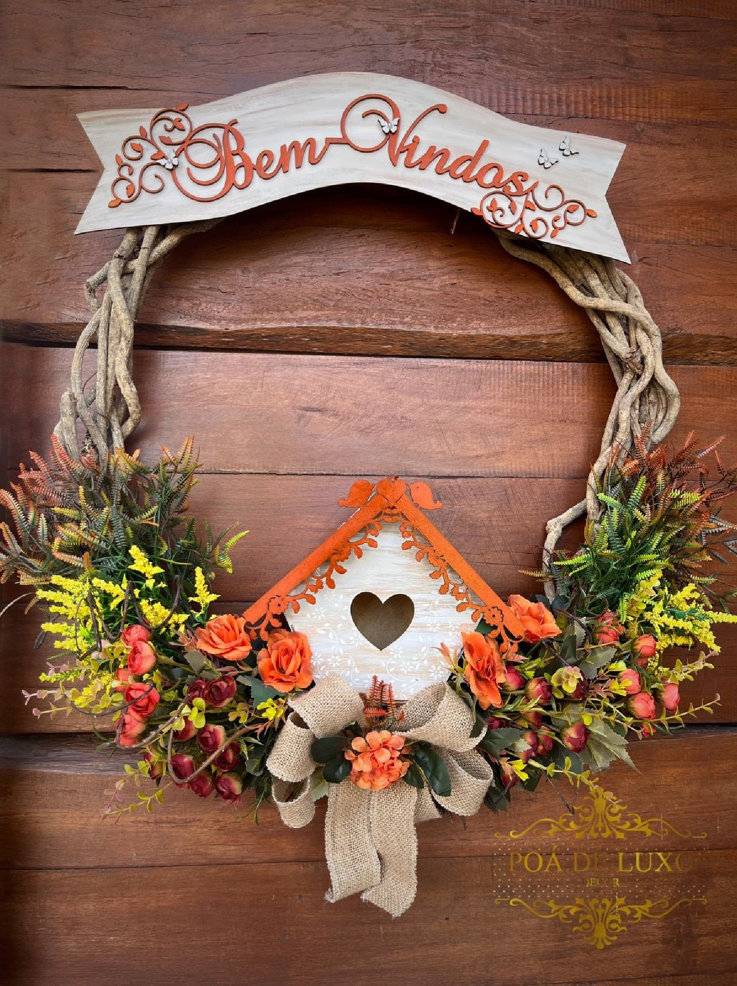 Enfeite de Porta de Entrada Guirlanda de Flores - 70cm - Grande