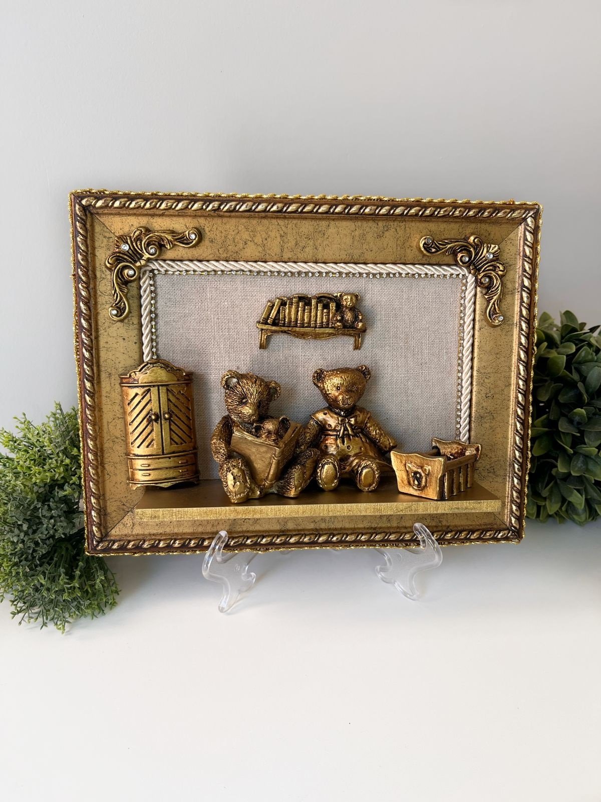 Quadrinho Decorativo Infantil Família Ursinho Luxo