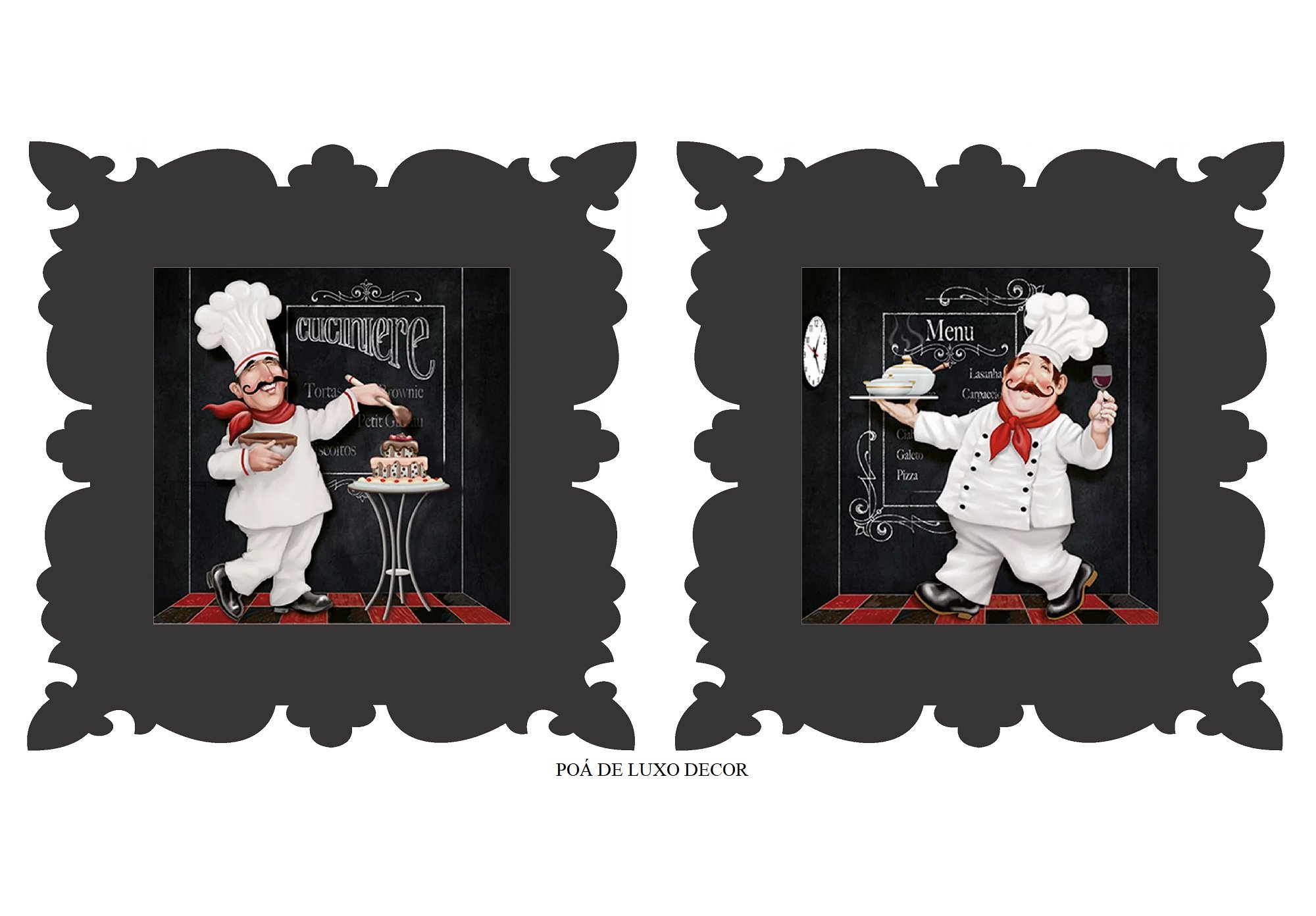 Quadros Decorativos Cozinha Gourmet Preto Par