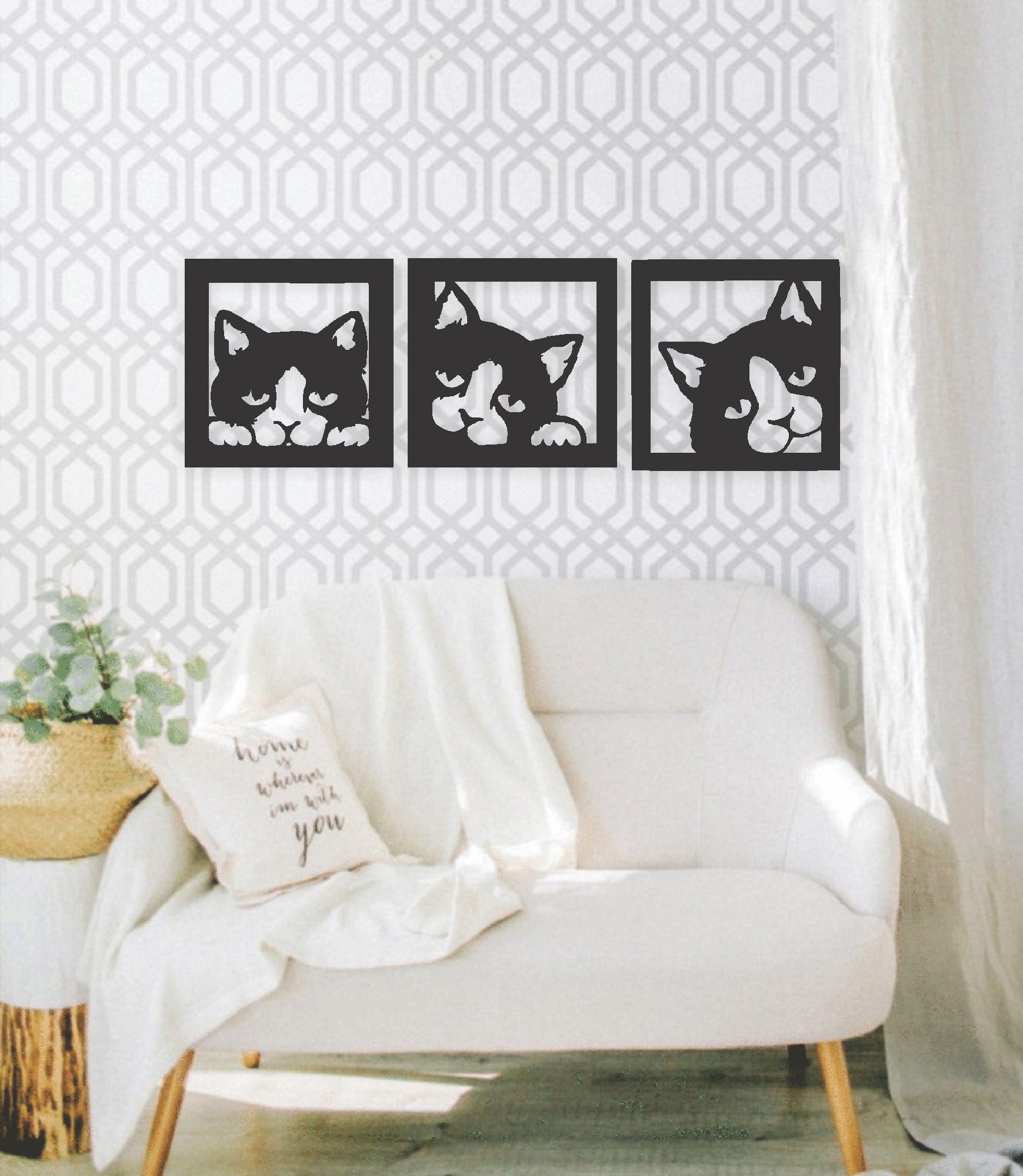 Quadros Decorativos Gatos 30x90