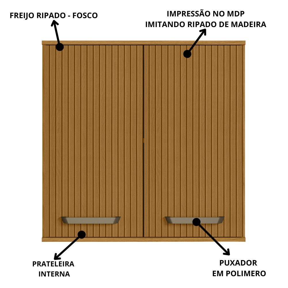 Armario Aereo 2 Portas 80 cm Cria 12597 Freijo Ripado PLN