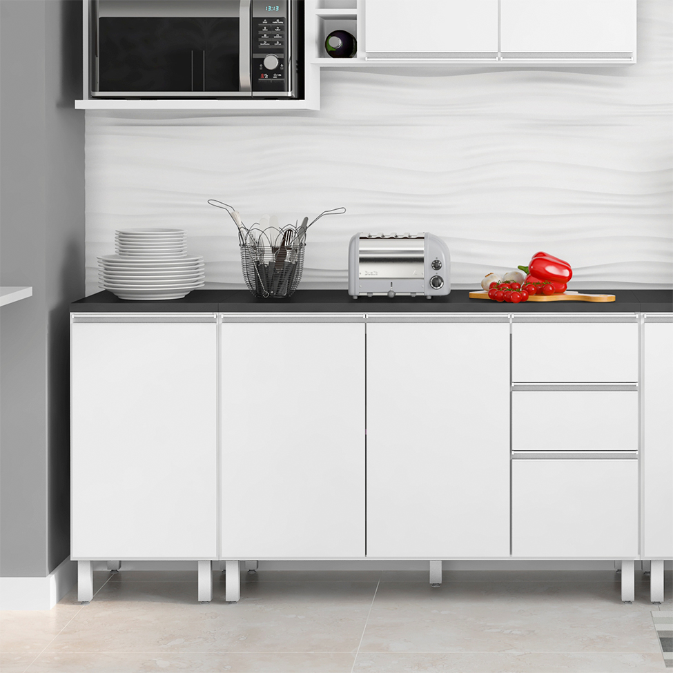 Balcão de Cozinha com Tampo Evidence 1 Porta Branco 40 cm
