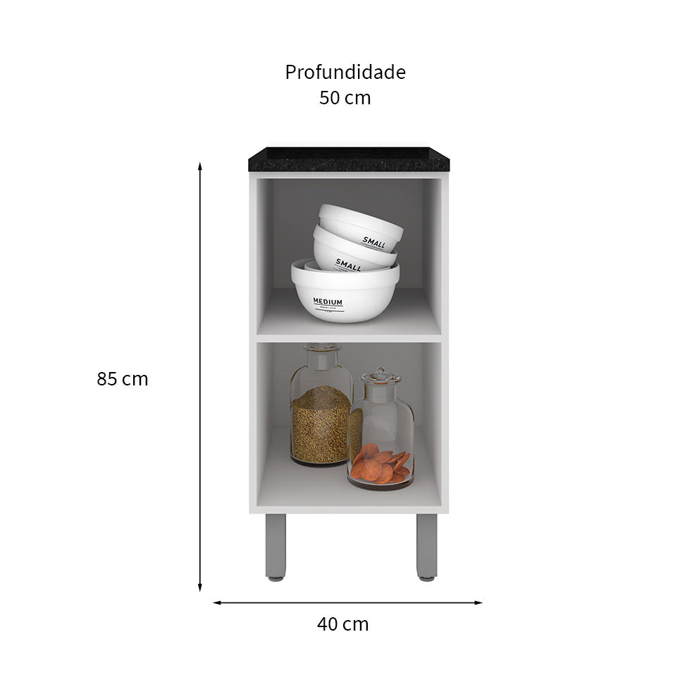 Balcão de Cozinha com Tampo Evidence 1 Porta Branco 40 cm