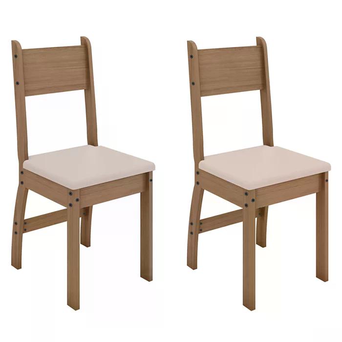 Conjunto 02 Cadeiras Estofadas Pes MDF Milano 40000 Carvalho Savana PLN
