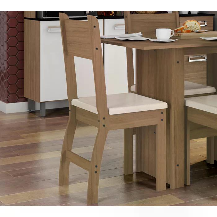 Conjunto 02 Cadeiras Estofadas Pes MDF Milano 40000 Carvalho Savana PLN
