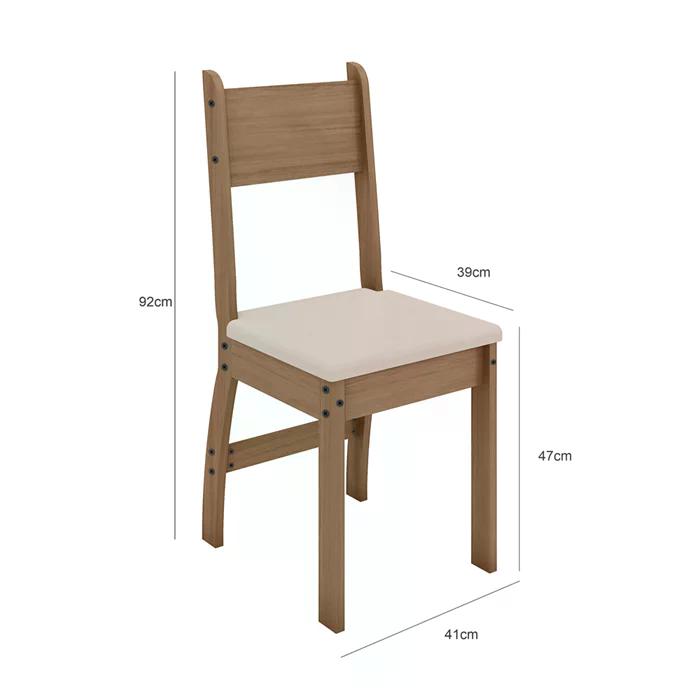 Conjunto 02 Cadeiras Estofadas Pes MDF Milano 40000 Carvalho Savana PLN