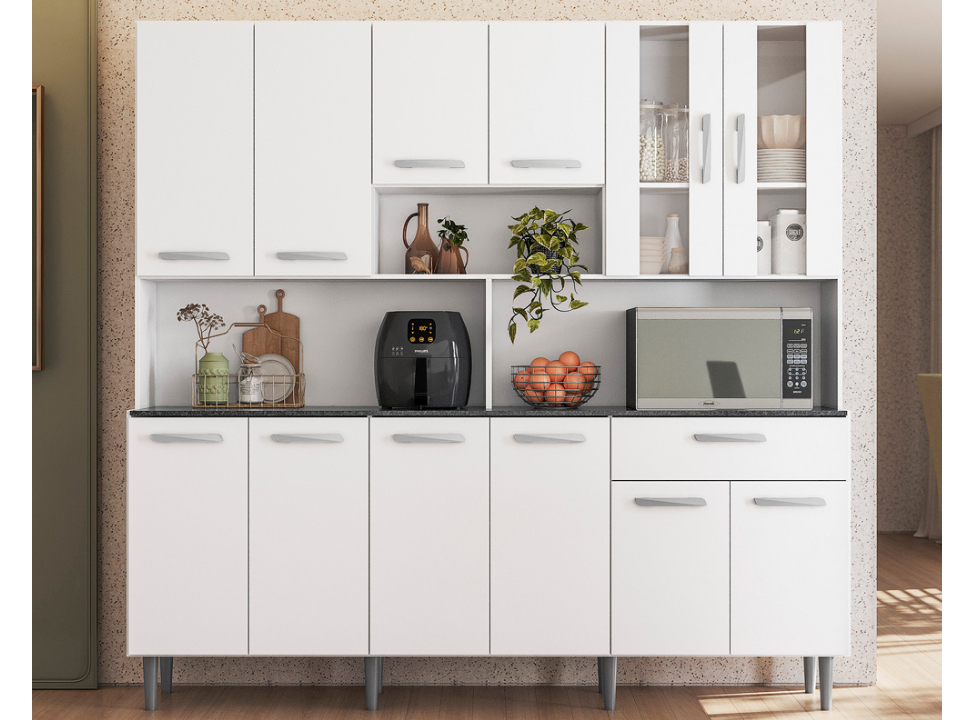 Kit de Cozinha Clara 12 Portas 1 Gaveta Branco