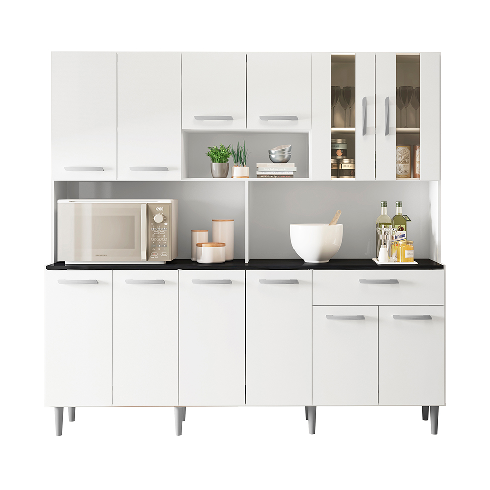 Kit de Cozinha Clara 12 Portas 1 Gaveta Branco