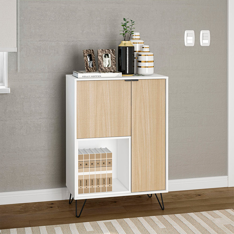 Aparador Cayman 2 PT Branco e Legno Salinas