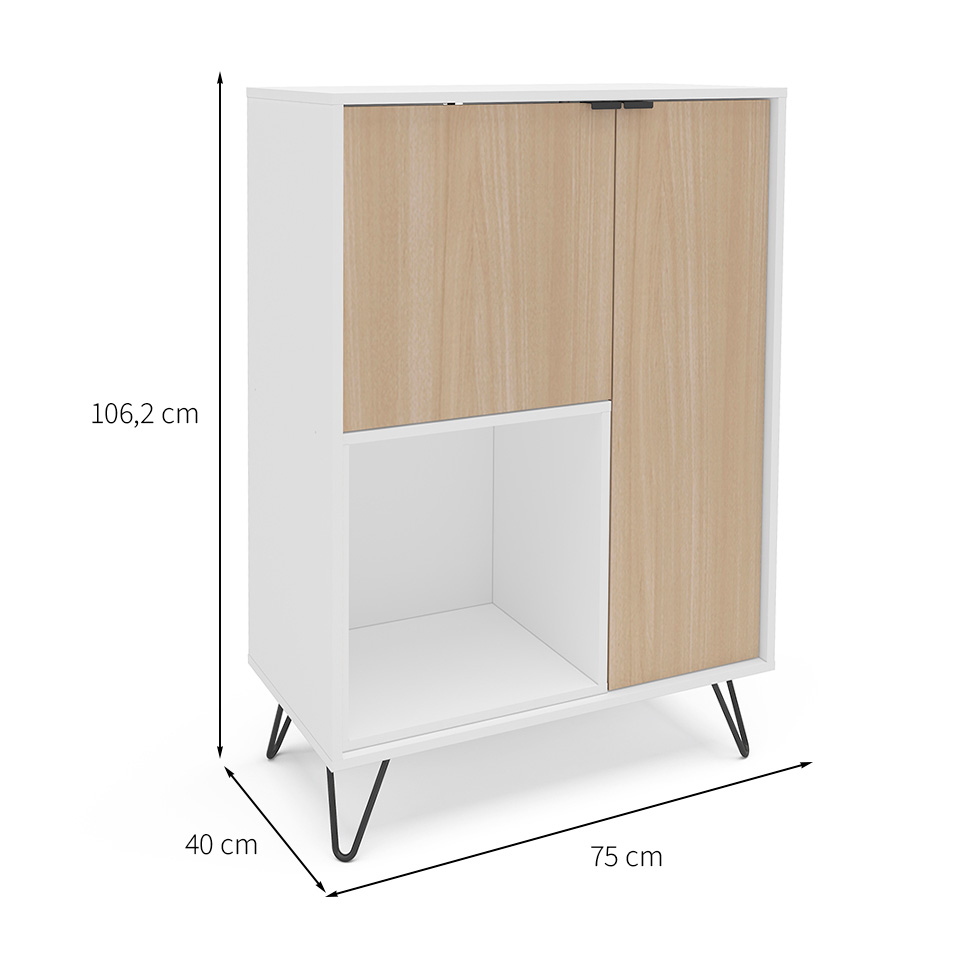 Aparador Cayman 2 PT Branco e Legno Salinas