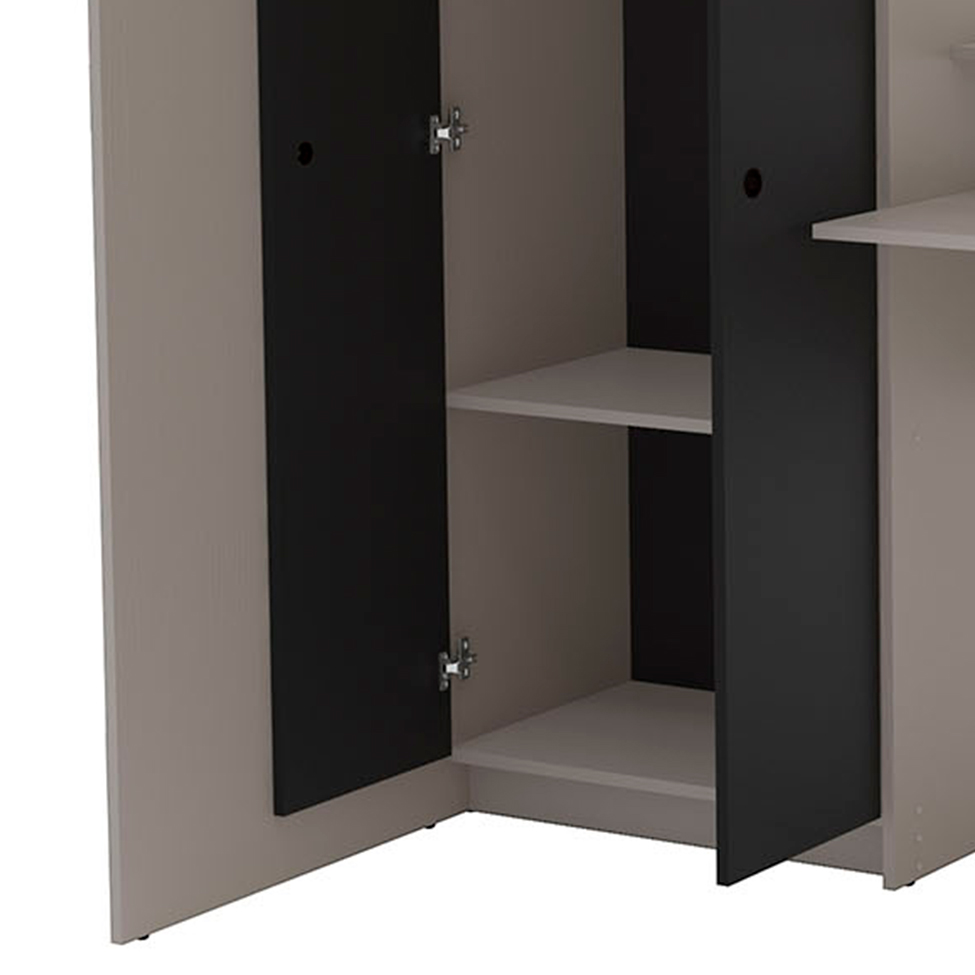 Cama Solteiro Multifuncional Konza 2 PT Cinza e Preta