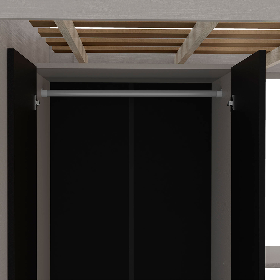 Cama Solteiro Multifuncional Konza 2 PT Cinza e Preta