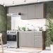 Cozinha Compacta Campanele 6 Portas 3 Gavetas Castanho e Cinza