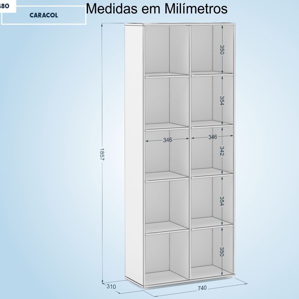 Estante Livreiro Multiuso 10 Nichos Caracol Castanho - Politorno