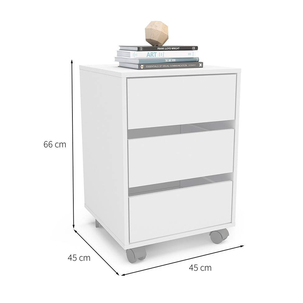 Gaveteiro Mauá 3 GV Branco 45 cm